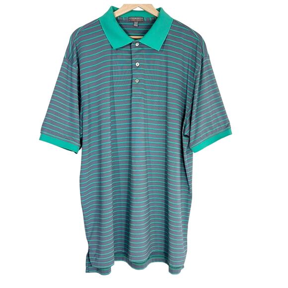 Peter Millar Other - Peter Millar Summer Comfort Golf Polo Shirt | Green Gray Stripe | SZ XL